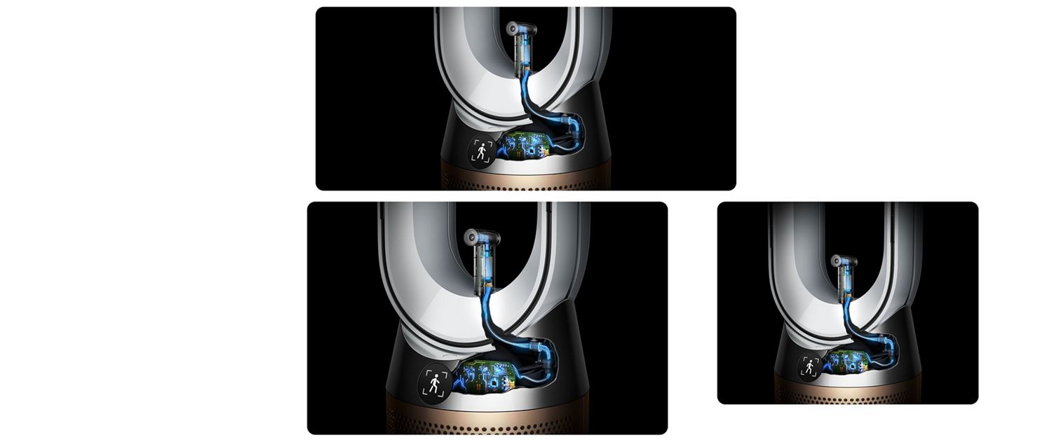 Cutaway showing the technology within the Dyson Find+Follow Purifier Cool purifying fan.