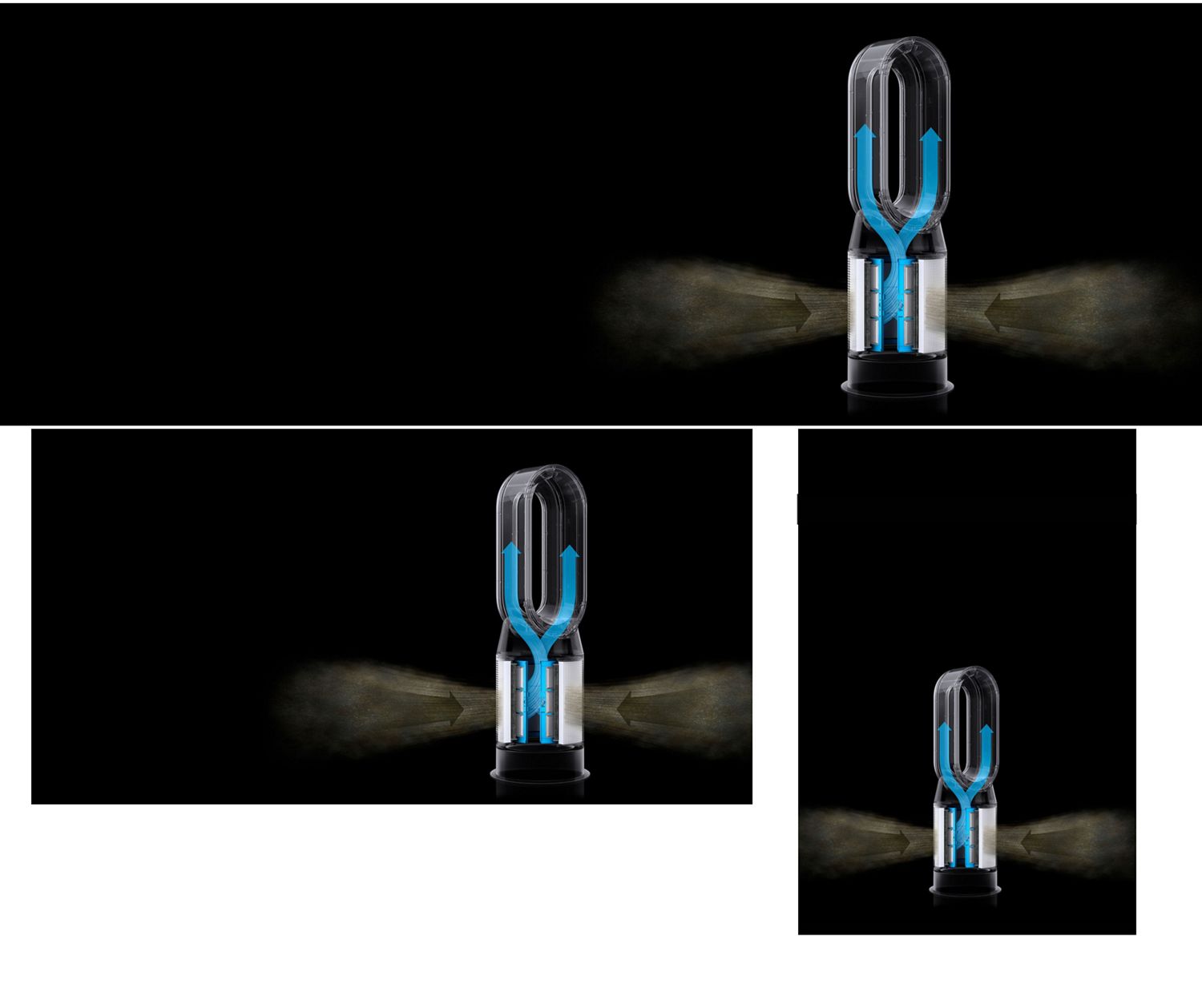 The HEPA H13 filter inside a Dyson purifier captures pollutants and cleans the airflow.