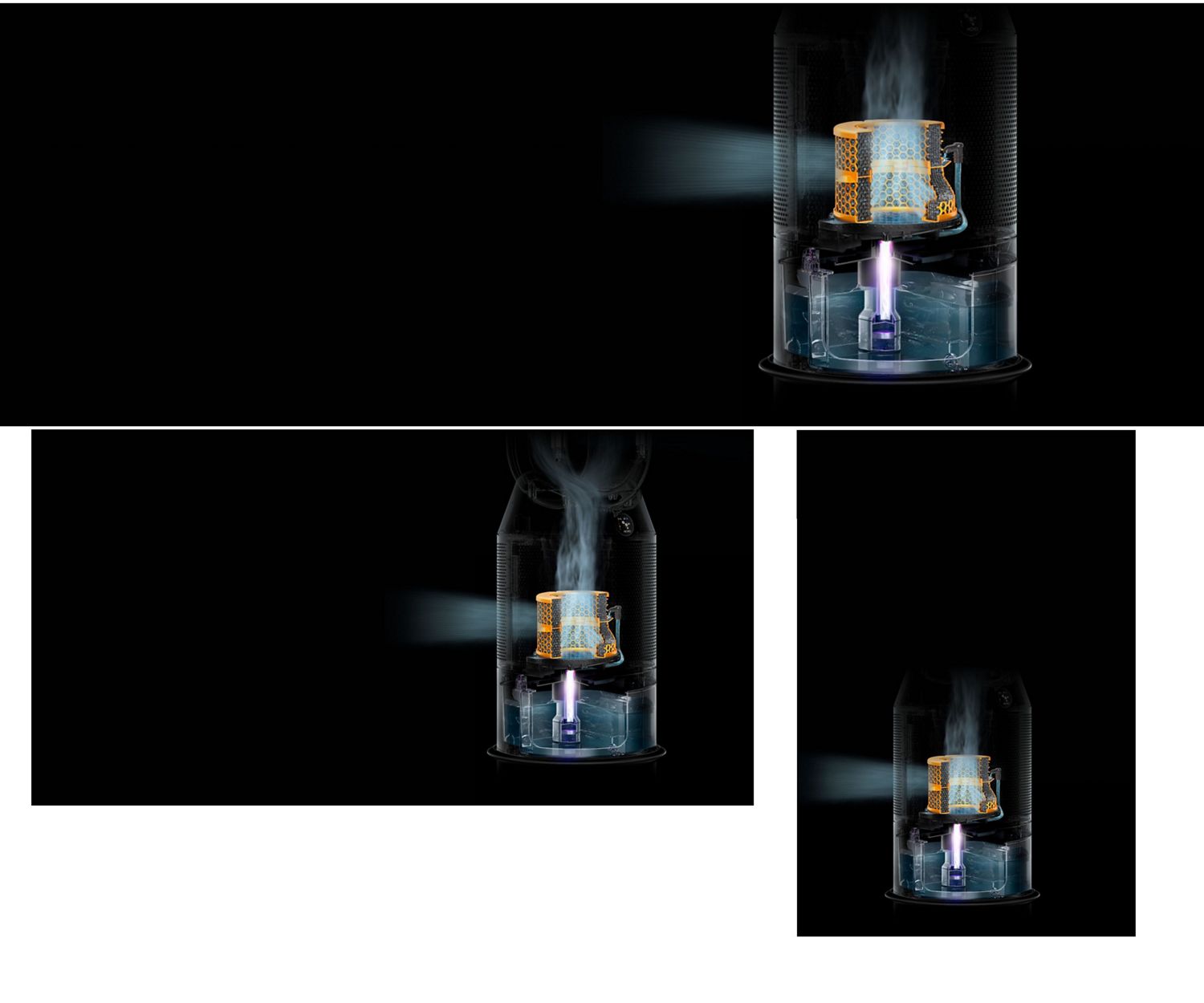Cutaway graphic showing the technology within a Dyson purifying humidifier.