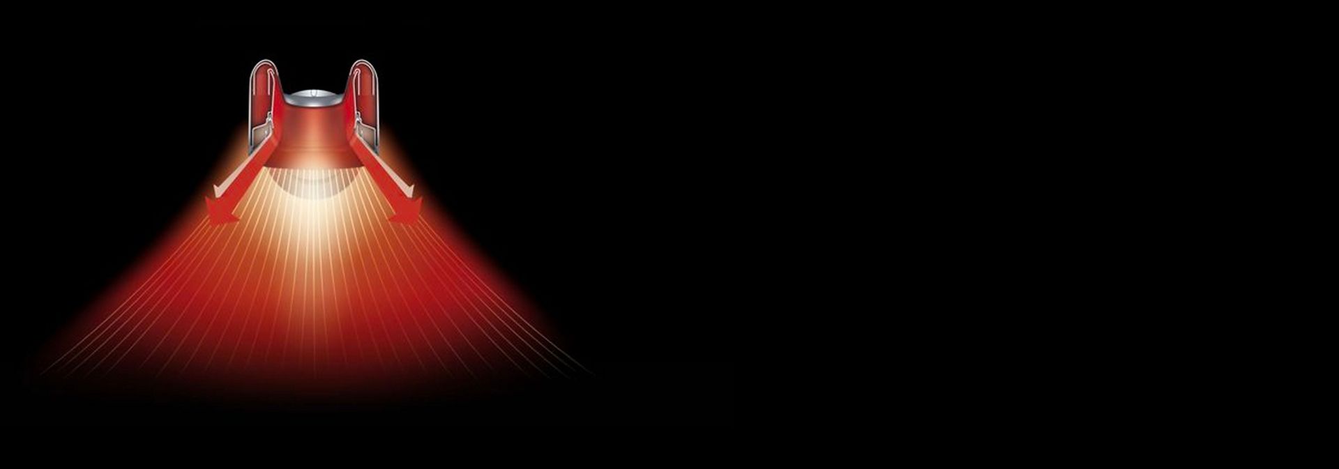 رسم توضيحي مقطعي يُظهر الألواح الخزفية داخل مروحة التدفئة من دايسون.