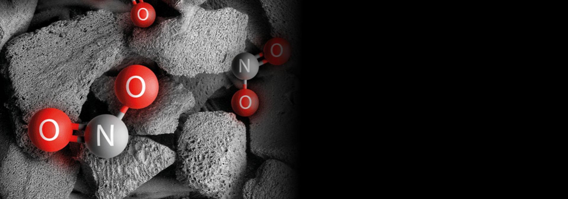 تمثيل لالتقاط ثاني أكسيد النيتروجين بواسطة جهاز تنقية الهواء المدمج Dyson HushJet.