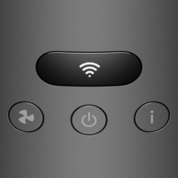 شاشة LCD مع أيقونة Wi-Fi، ثلاثة أقواس تنبعث من نقطة في الأسفل.