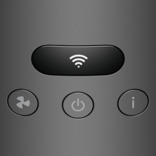 شاشة LCD مع أيقونة Wi-Fi، ثلاثة أقواس تنبعث من نقطة في الأسفل.