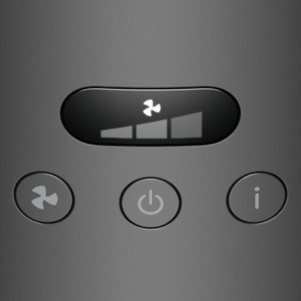 تعرض شاشة LCD سرعة المروحة الحالية كجزء في مخطط شريطي.