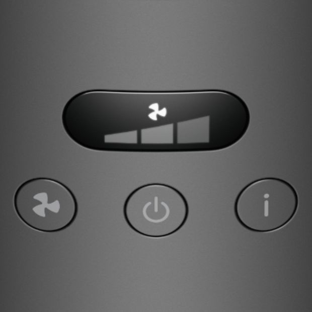 تعرض شاشة LCD سرعة المروحة الحالية كجزء في مخطط شريطي.