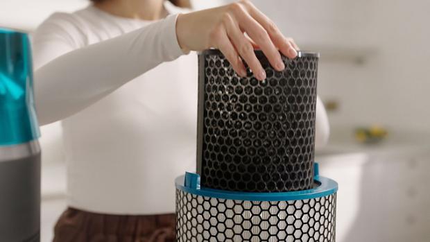 The Activated Carbon filter is replaced in the Dyson HushJet Purifier Compact.