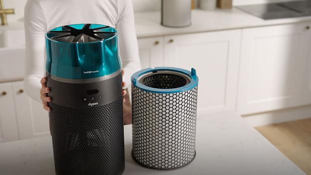 The Electrostatic HEPA filter is replaced in the Dyson HushJet Purifier Compact.