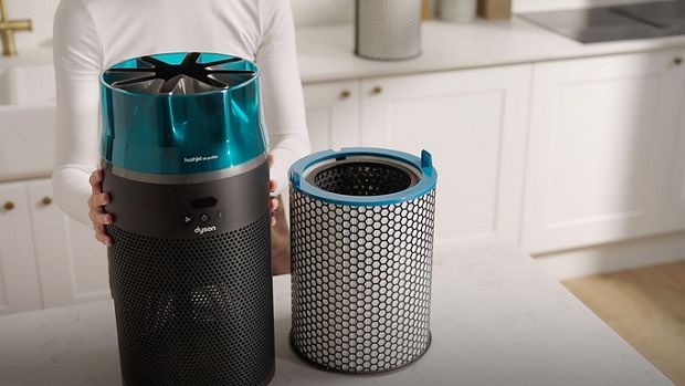 The Electrostatic HEPA filter is replaced in the Dyson HushJet Purifier Compact.