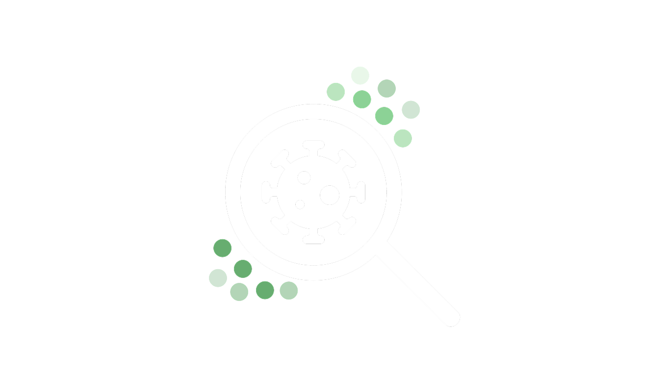An icon showing a bacteria cell through a magnifying glass.