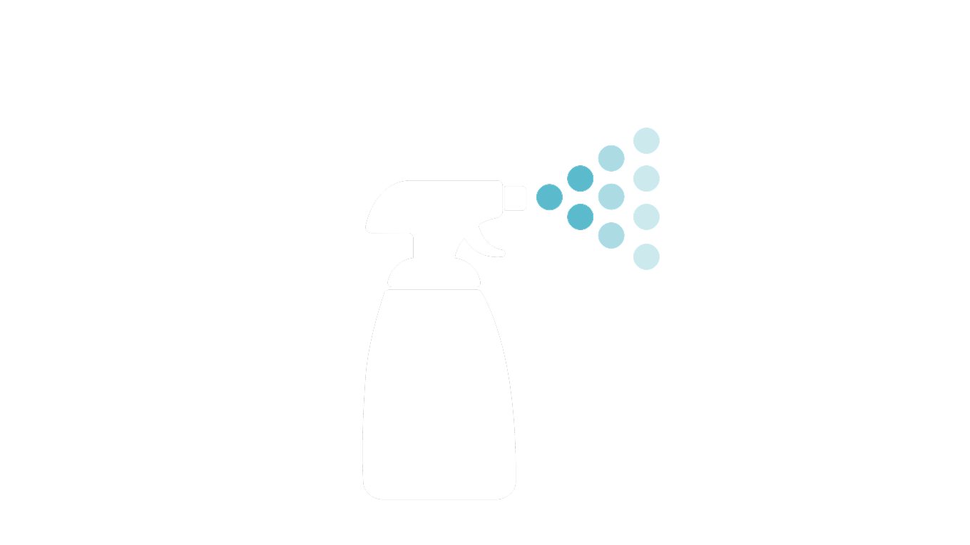 A spray bottle dispenses a mist of VOCs.