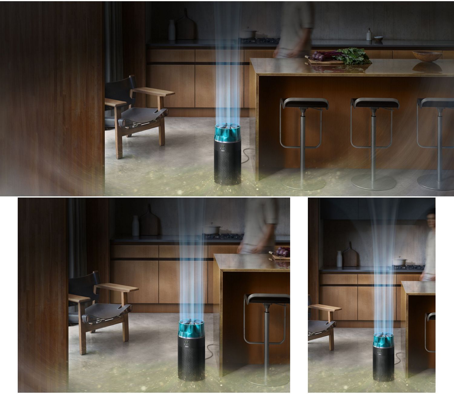 The Dyson HushJet Compact Purifier projects purified air in a large room.