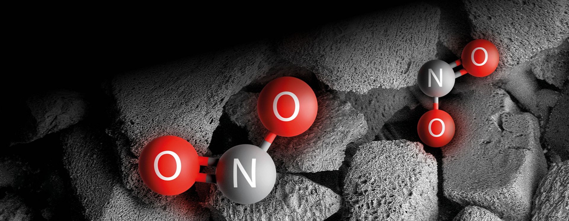 A representation of NO2 being neutralised by the Dyson HushJet Compact Purifier.