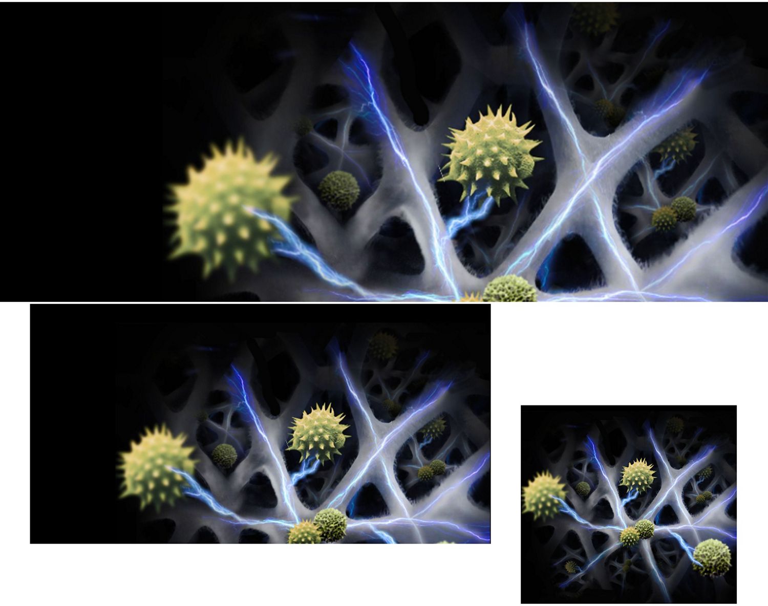 A representation of allergens being captured by the Dyson HushJet Compact Purifier.