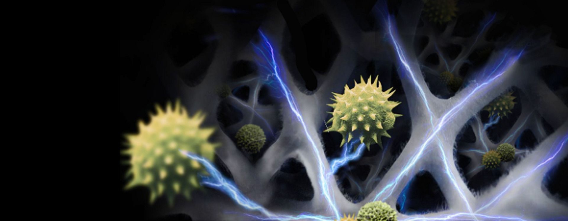 A representation of allergens being captured by the Dyson HushJet Compact Purifier.