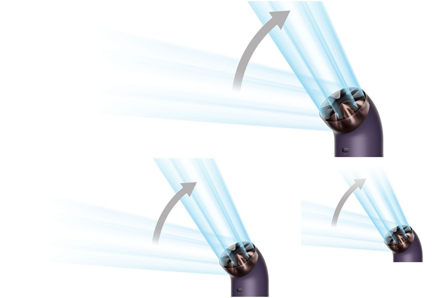 The nozzle of the Dyson HushJet Big+Quiet Cool Pure+ Formaldehyde air purifier is twisted upwards.