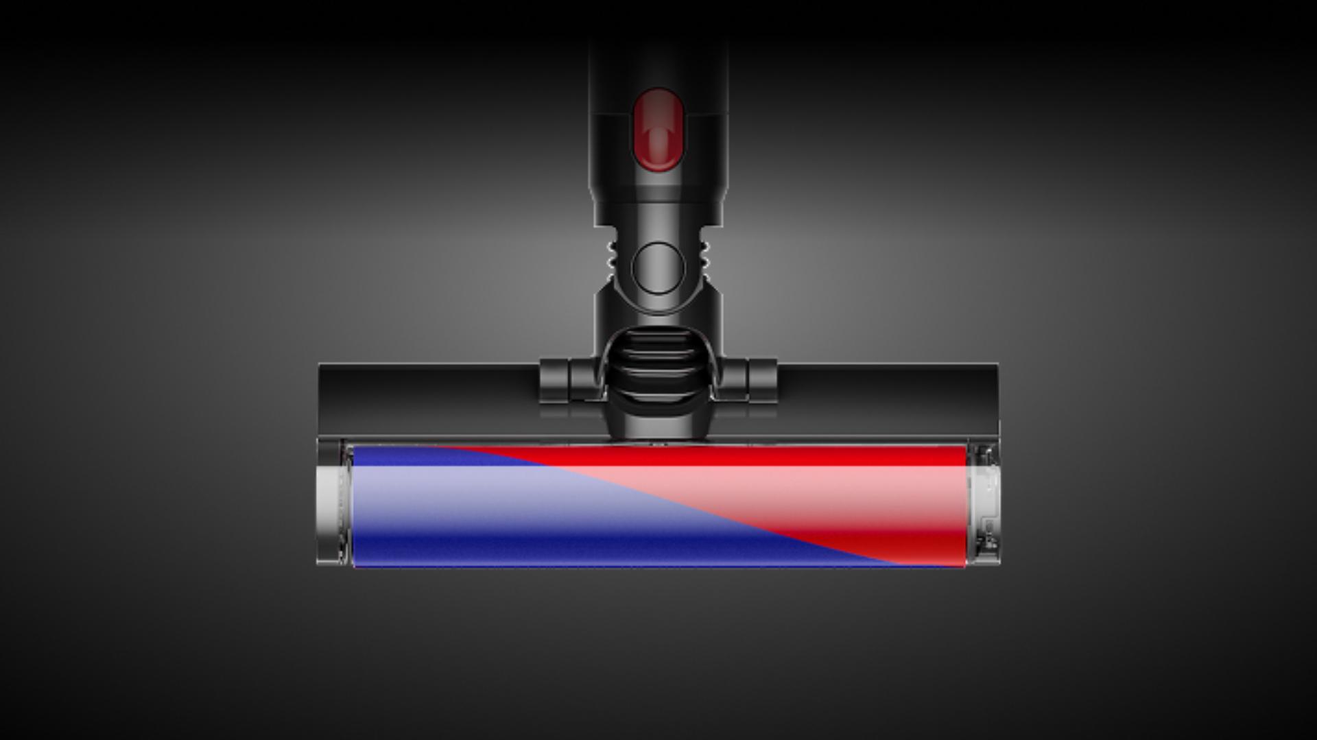 The Dyson Fluffy cleaner head surrounded by a white glow.