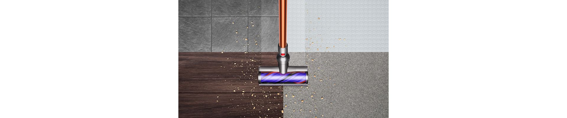 Usisavač Dyson Cyclone V10 koristi se za čišćenje različitih tvrdih podova i podova prekrivenih tepisima.