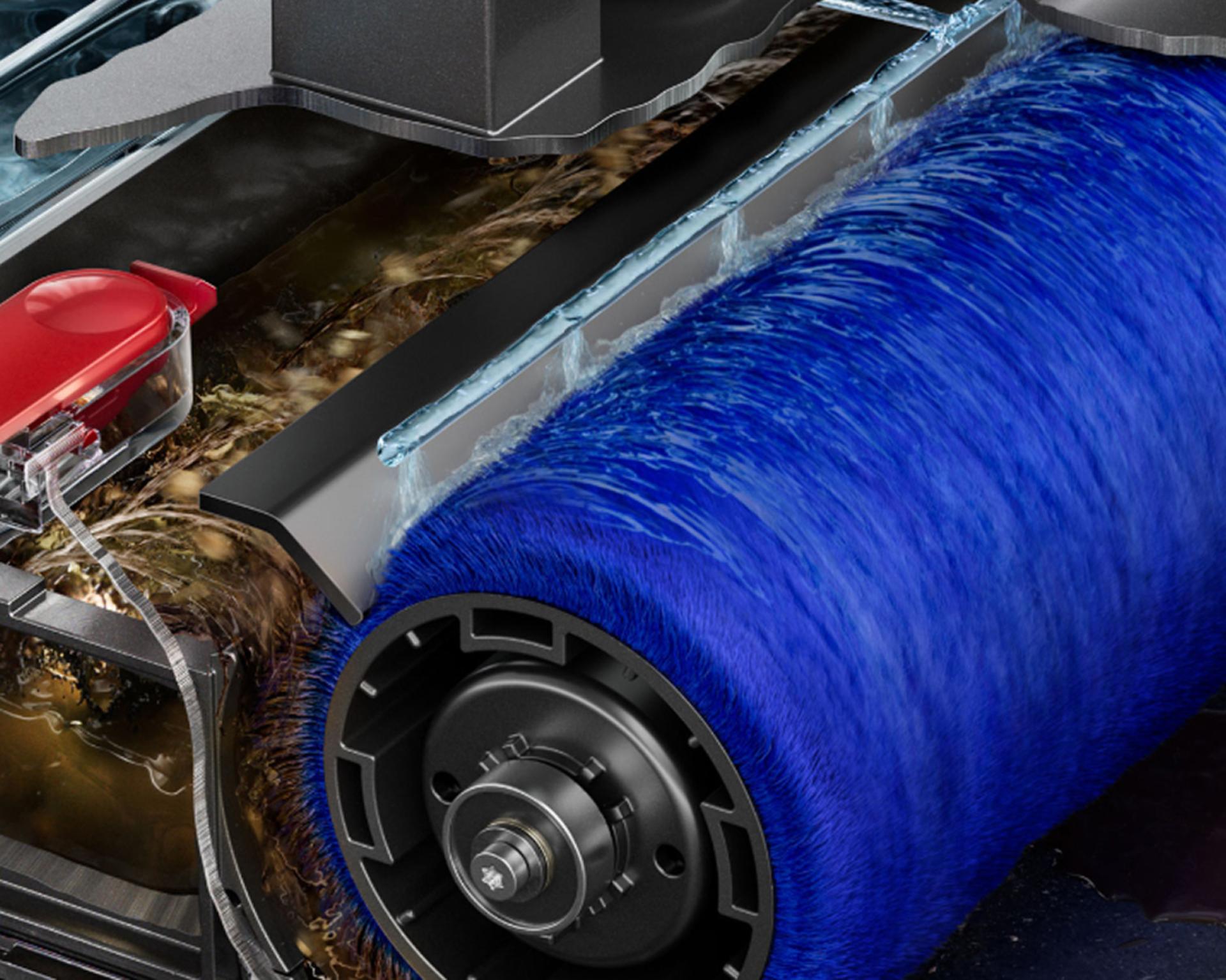 Detailní pohled na podlahovou hubici mokrým rotačním kartáčem Submarine.