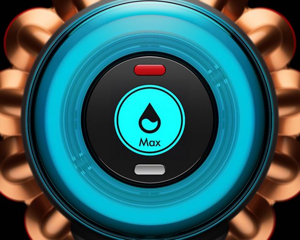 LCD 스크린에 물방울 아이콘이 보이고 하단에 '맥스(max)'라는 텍스트가 표시됩니다.
