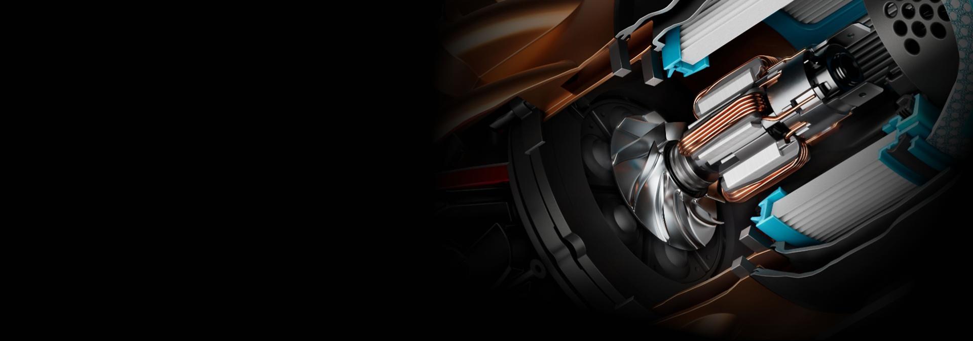 A cutaway of Dyson's new Hyperdymium motor.