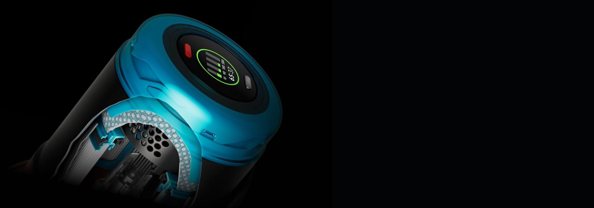 لقطة مقتطعة لفلتر HEPA من دايسون في المكنسة.