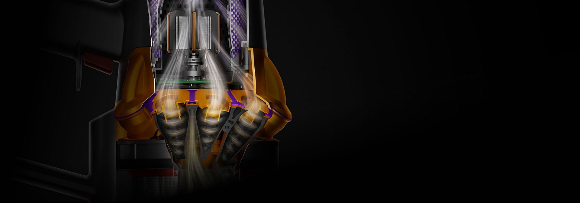 لقطة مقتطعة توضيحية لنظام الفرازات المخروطية من دايسون الحاصل على براءة الاختراع.