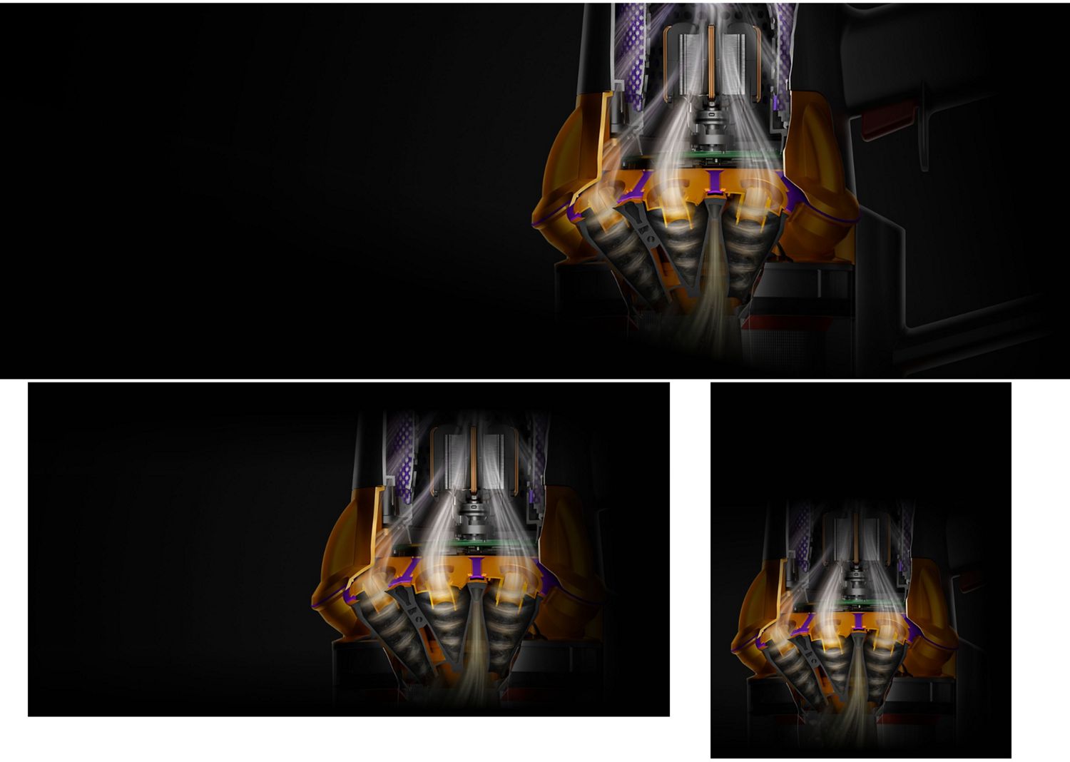 A cutaway of Dyson’s patented cyclone system.