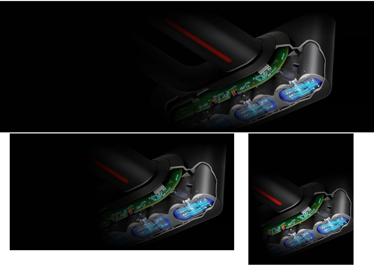 A cutaway of the battery inside the Dyson Piston Animal vacuum.