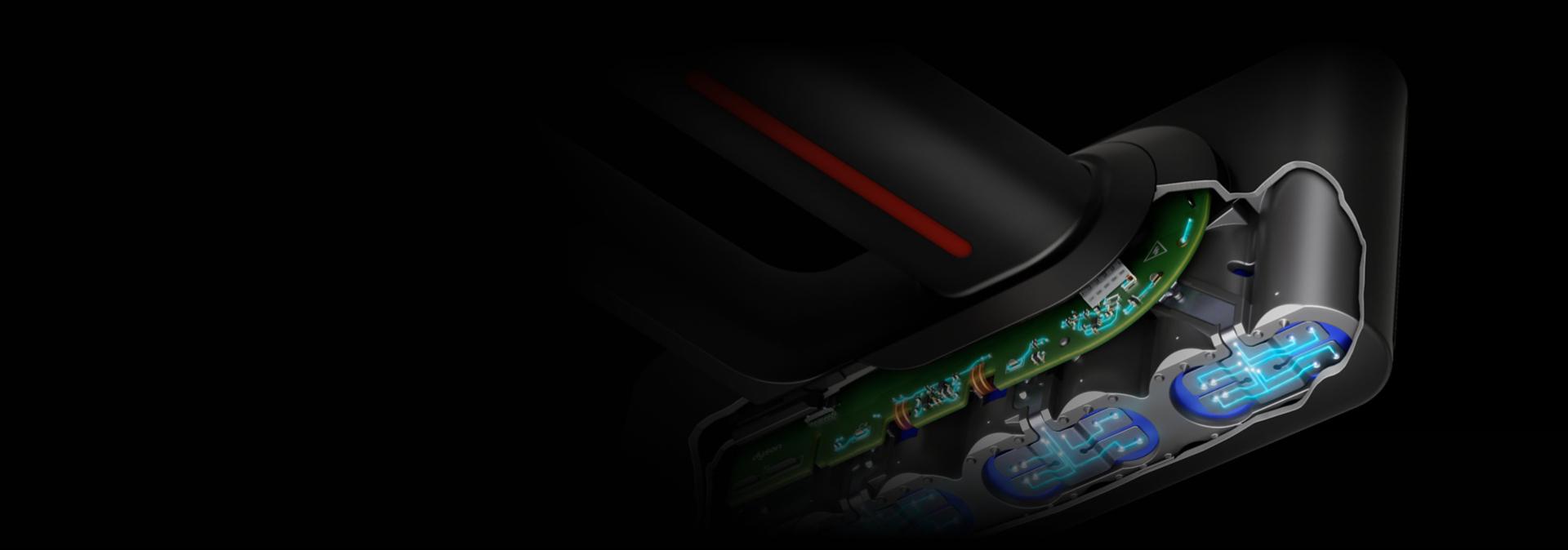 A cut away of the battery inside the Dyson V16 Piston Animal vacuum.