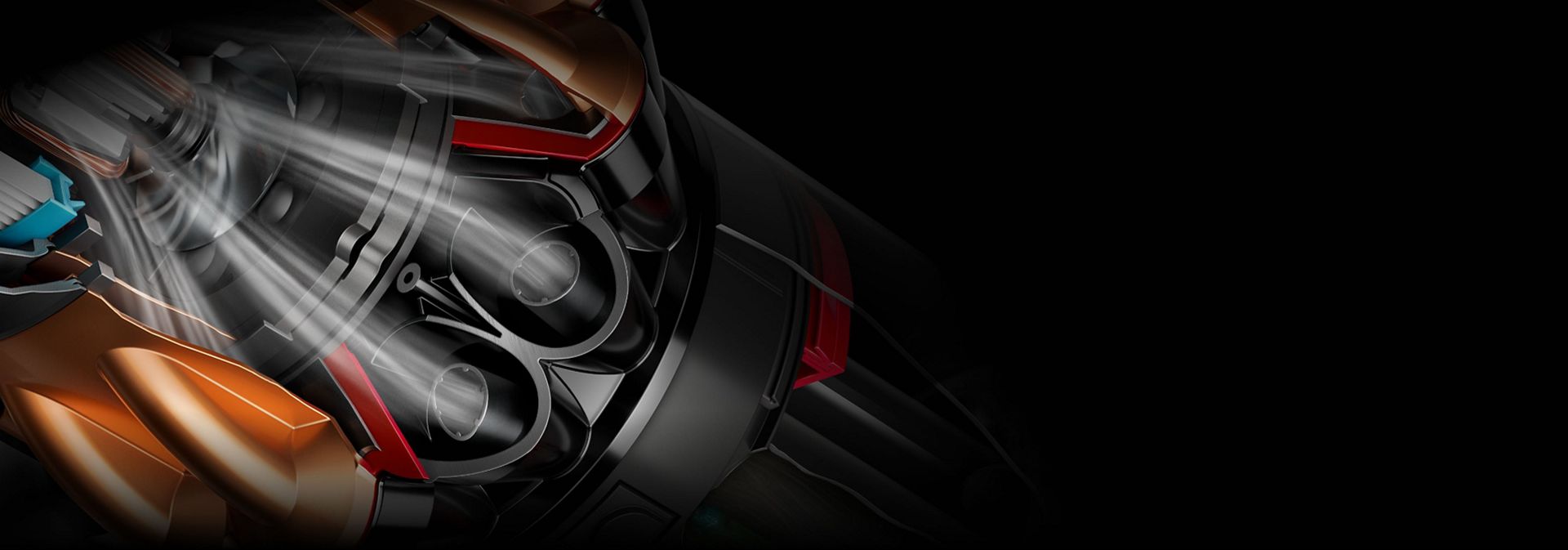 لقطة مقتطعة من الفرازات المخروطية في مكنسة Dyson Piston Animal.