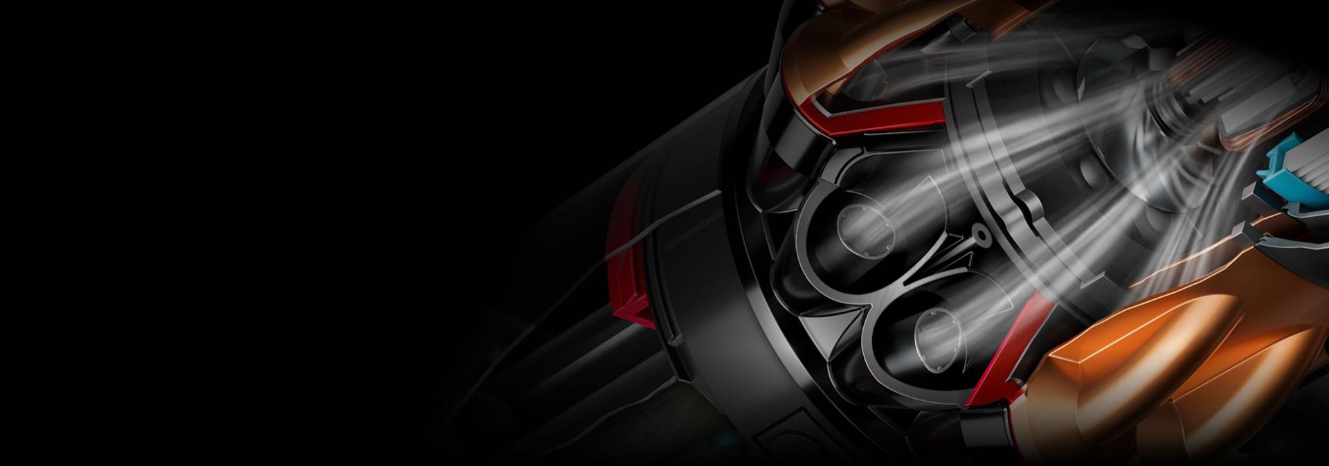 Tolmuimeja Dyson Piston Animal tsüklonite läbilõige