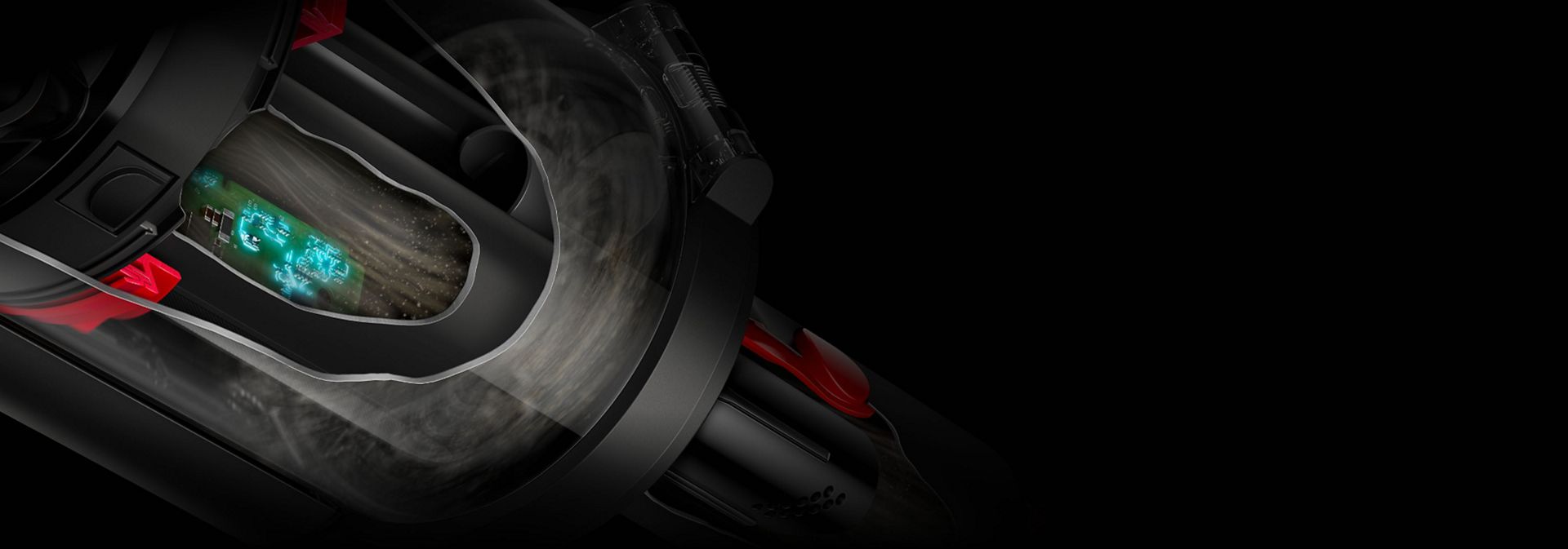 لقطة مقتطعة توضيحية لاكتشاف الأتربة في مكنسة Dyson Piston Animal.