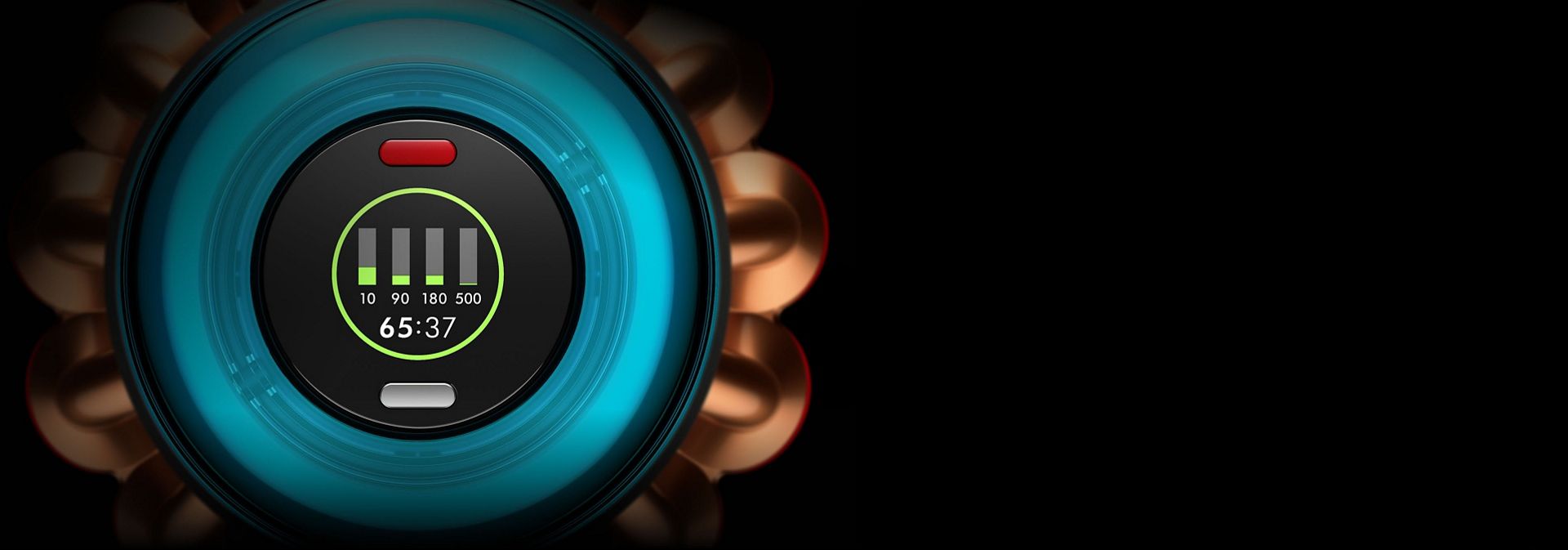 صورة مُقرَّبة لشاشة LCD في مكنسة Dyson Piston Animal.