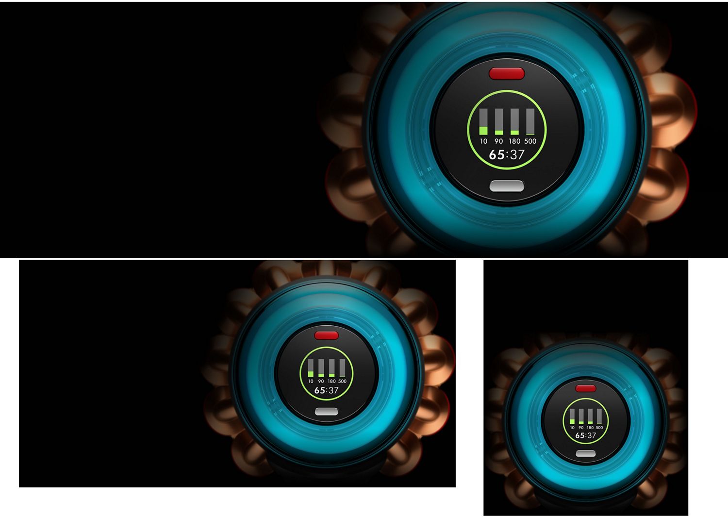 Gros plan de l'écran ACL sur l'aspirateur Dyson Piston Animal.