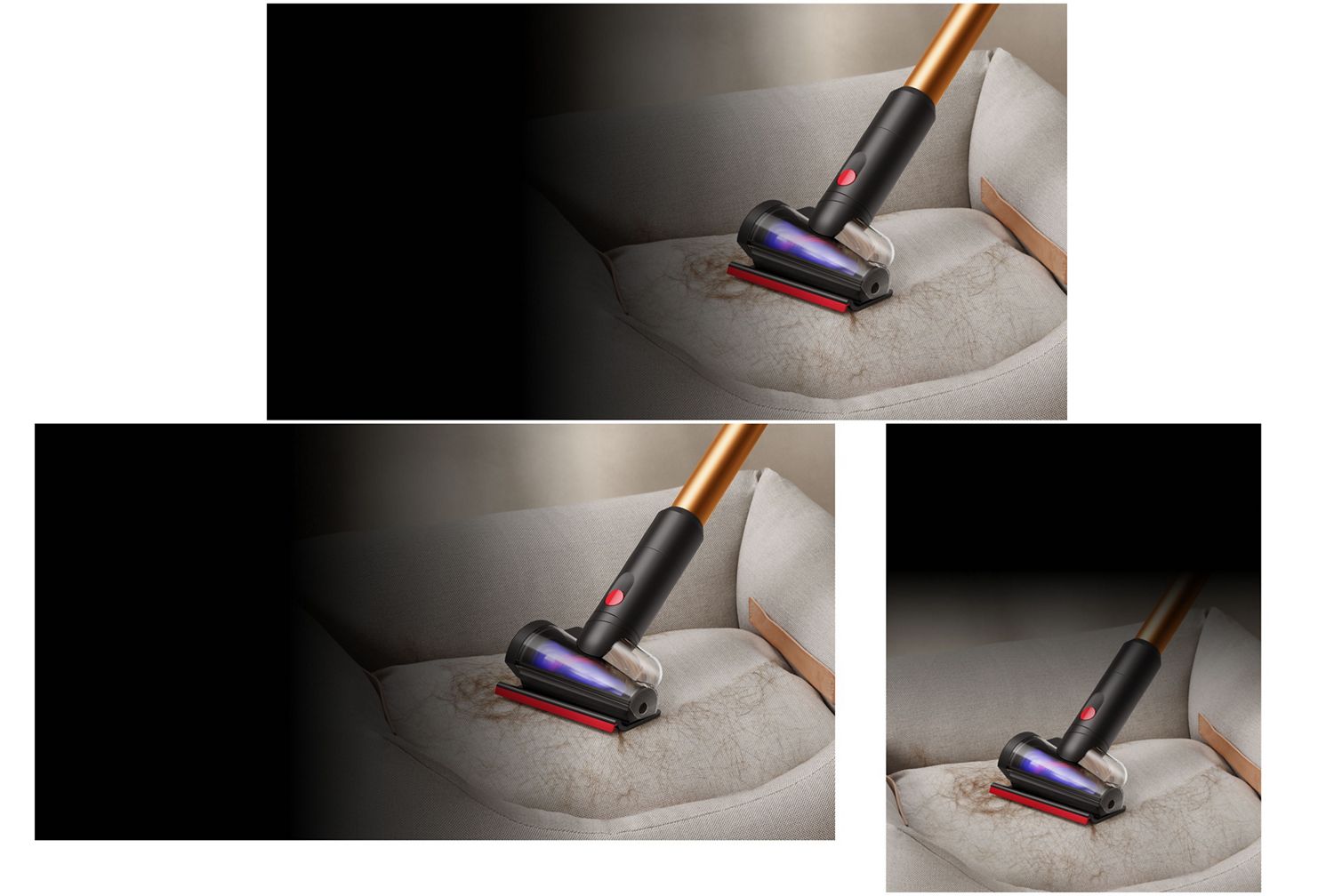 L'accessoire intégré pour espaces restreints de l'aspirateur Dyson Piston Animal est utilisé pour nettoyer autour d'une table.