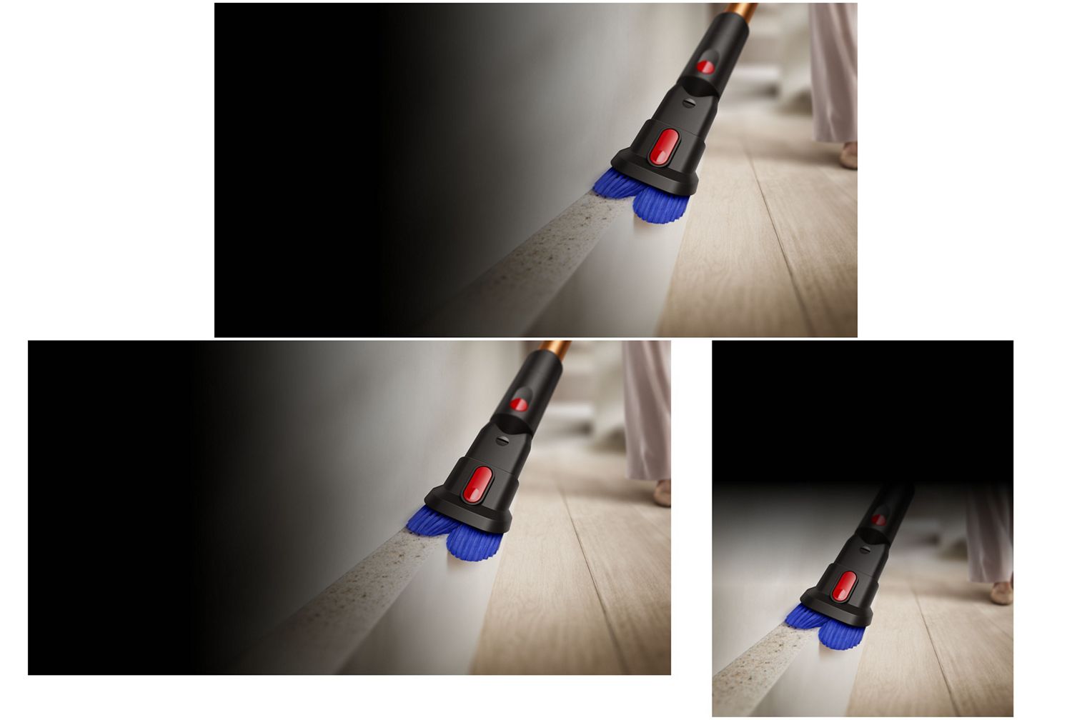 L'accessoire combiné de l'aspirateur Dyson Piston Animal est utilisé pour nettoyer autour d'une table.