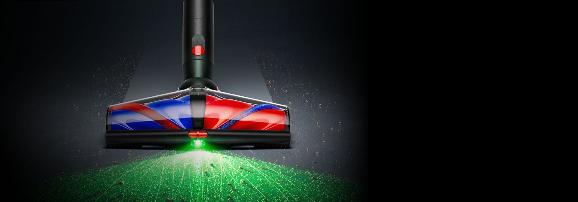 يُسلط رأس التنظيف All Floor Cones Sense الضوء على الأتربة المُختبئة والمخفية على الأرضية الصلبة.