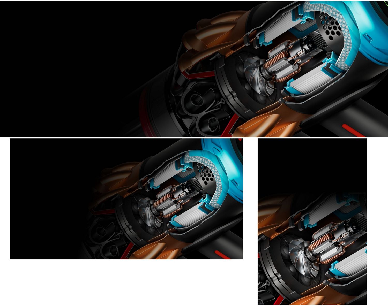 The powerful Dyson Hyperdymium 900w digital motor inside a Dyson vacuum.