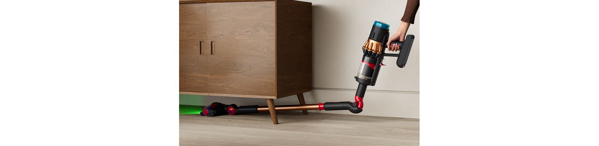 The Low-reach adaptor is used to clean under a low cabinet.