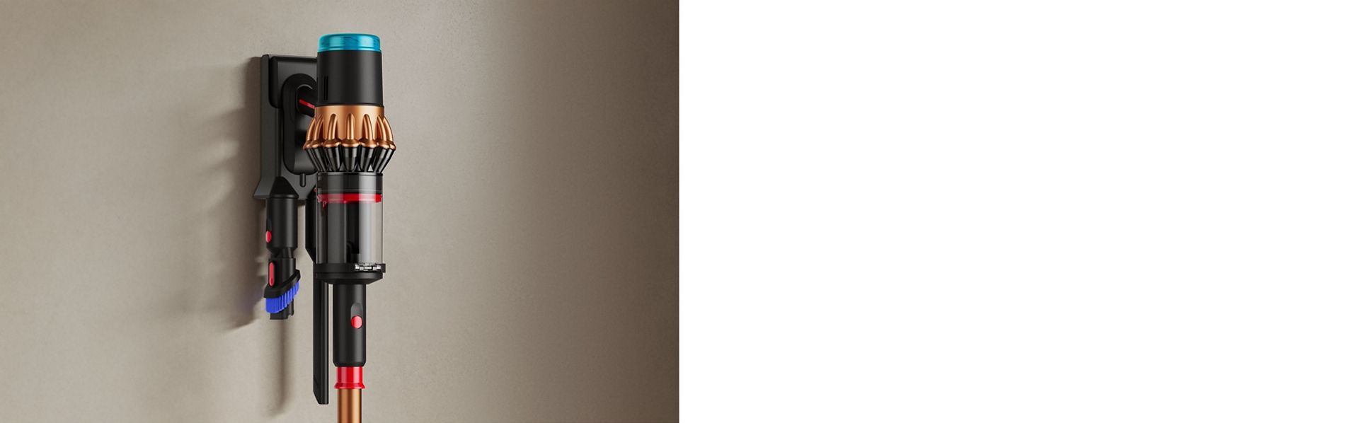 مكنسة Dyson DS60 Piston Animal بينما يتم شحنها على وحدة الإرساء الجدارية.