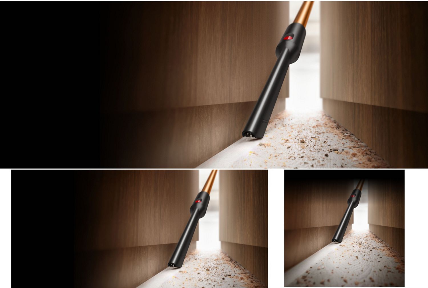 La bocchetta a lancia viene utilizzata per pulire uno spazio tra dei mobili.