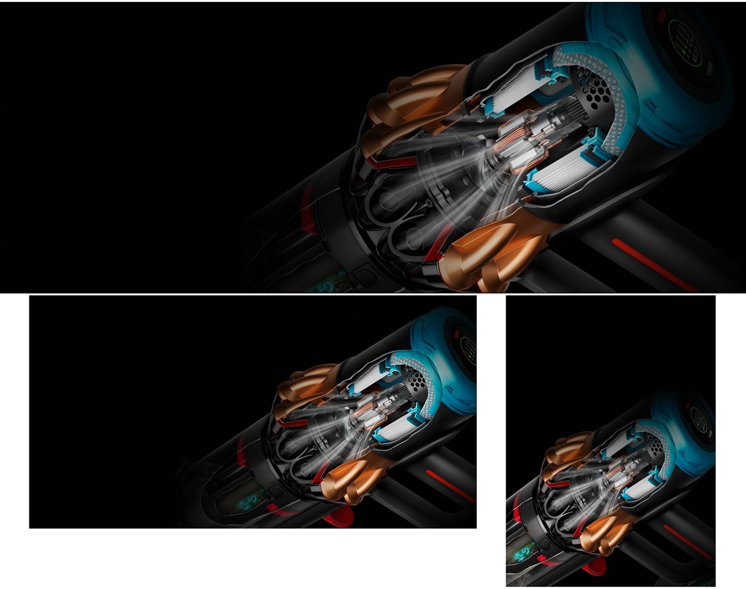 Une coupe transversale d'un cyclone Dyson.