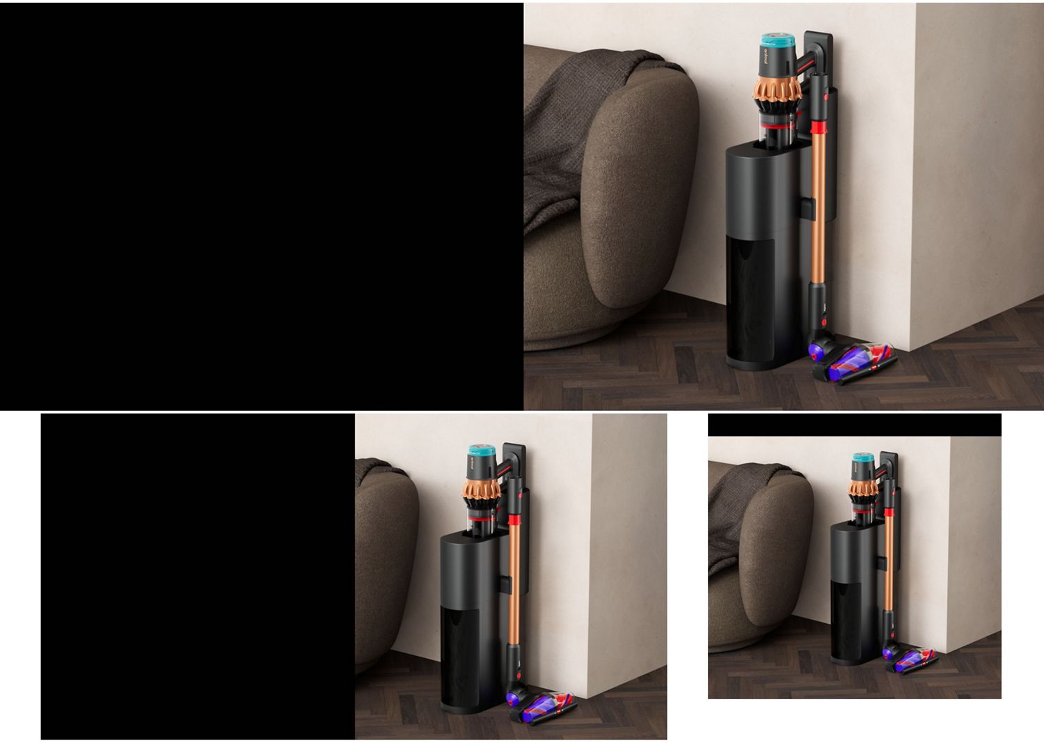 L'aspirateur Dyson V16 Piston Animal monté dans la future station de vidage automatique Dyson.