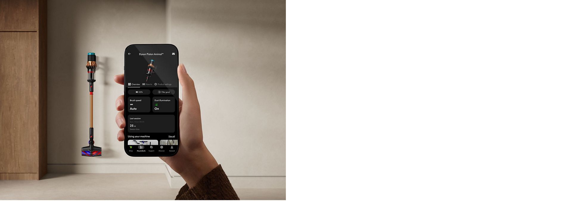 The Dyson DS60 Piston Animal vacuum as seen on the MyDyson app.