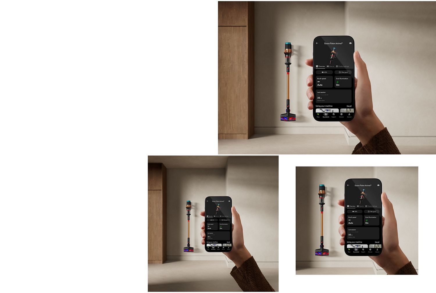 L'aspirateur Dyson V16 Piston Animal tel qu'affiché sur l'application MyDyson.
