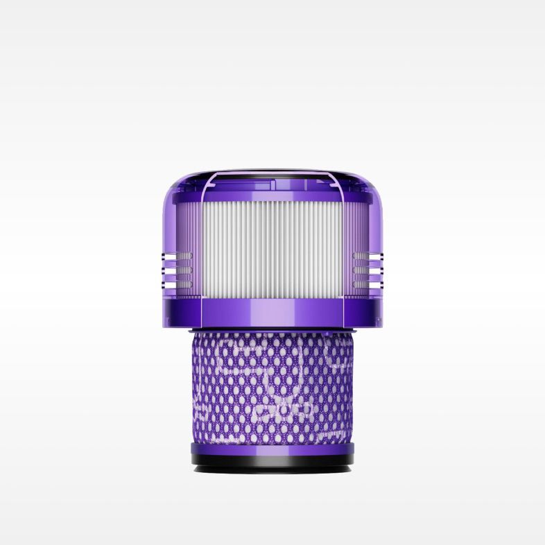 Une vue en coupe montrant un filtre d'aspirateur sans fil Dyson.