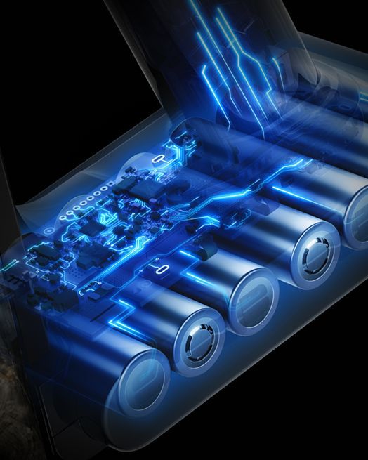 Schnittdarstellung des Akkus im Dyson V12 Detect Slim kabellosen Staubsauger.