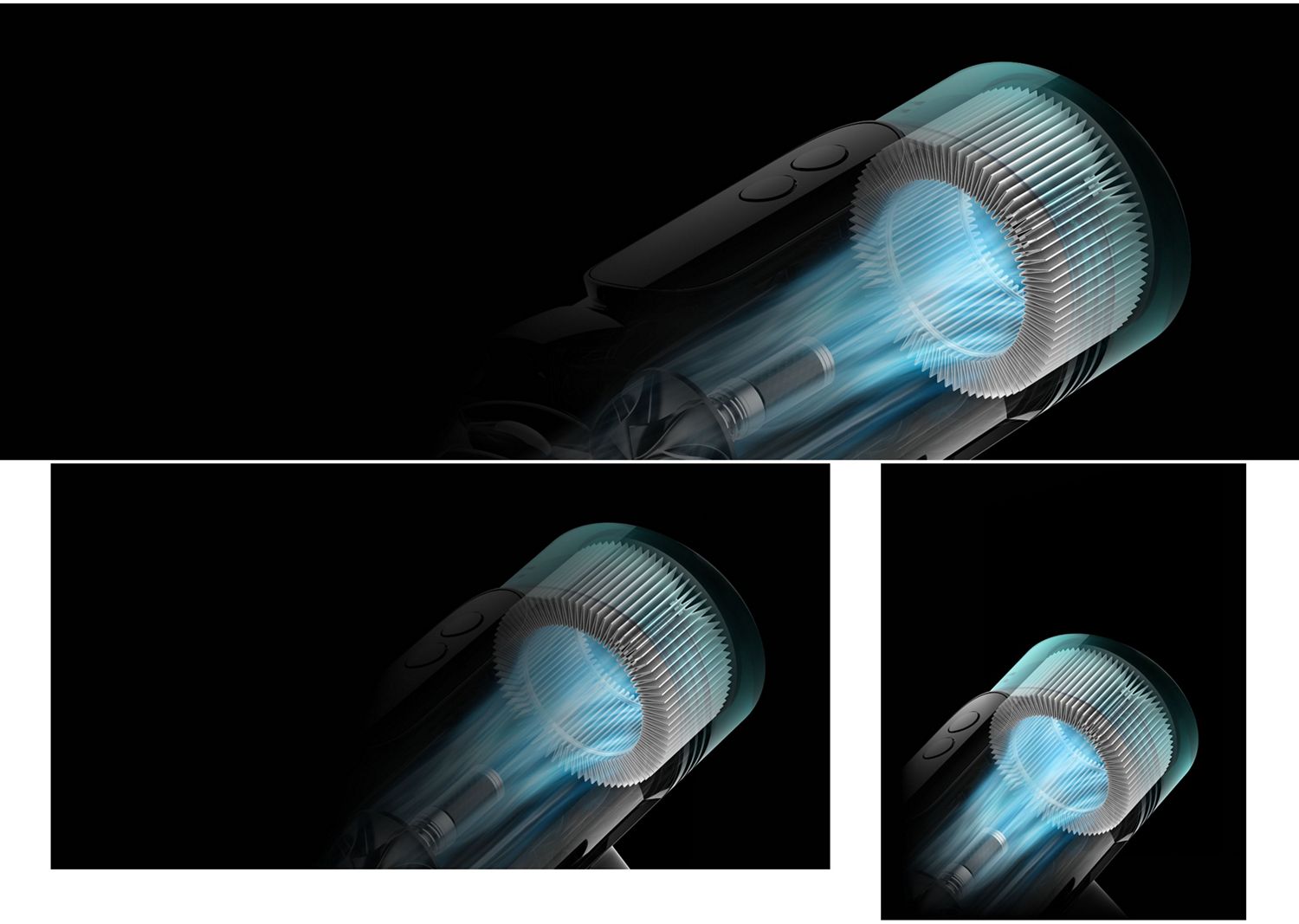 The filter and motor inside the Dyson V10 vacuum.