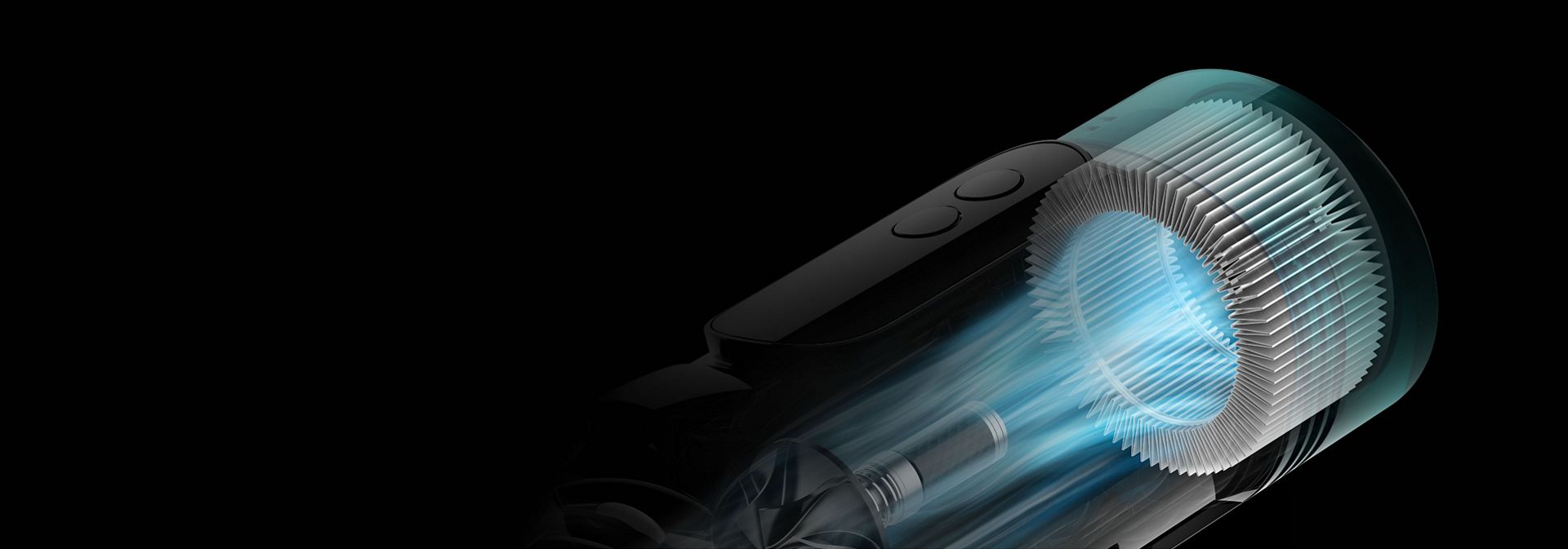 The filter and motor inside the Dyson V10 vacuum.