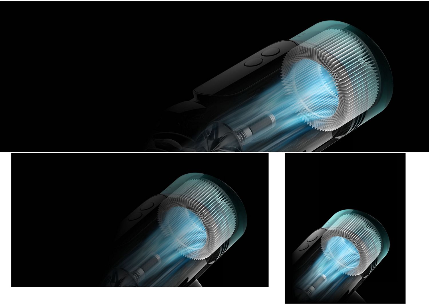 The filter and motor inside the Dyson V10 vacuum.